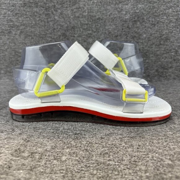 ✅Melissa Papete Rider Sport Sandals Womens 8 Rubber Hook & Loop White/Yellow/Red - Picture 9 of 10